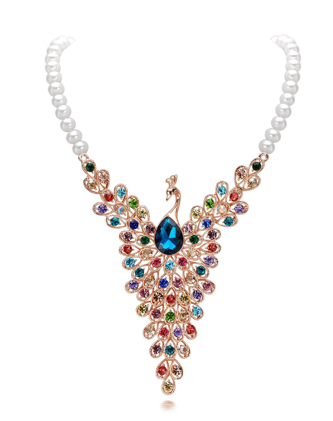 美丽孔雀开屏款珍珠项链唯品会首发