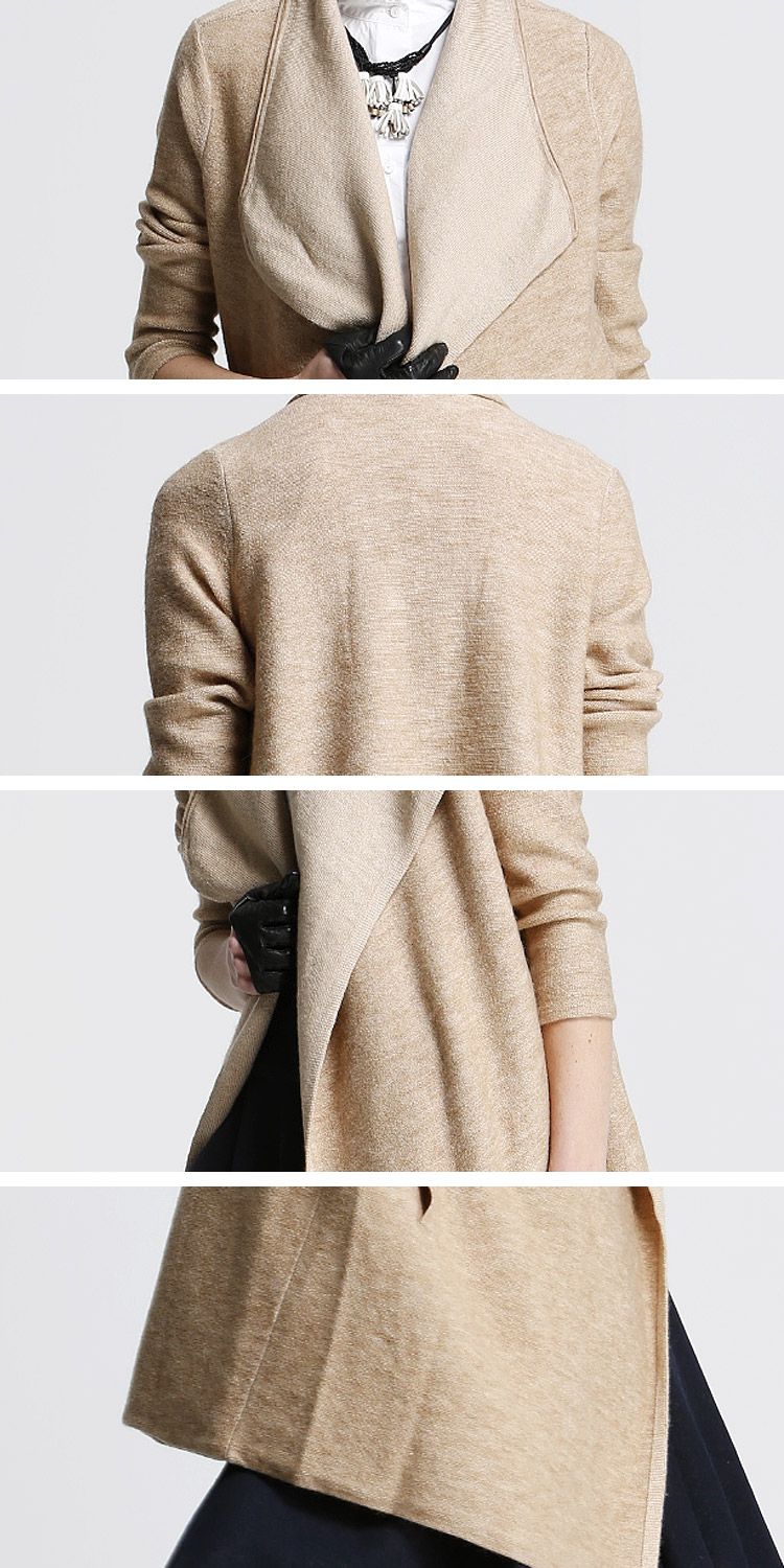 浅驼色甜美斯文开襟长袖针织衫