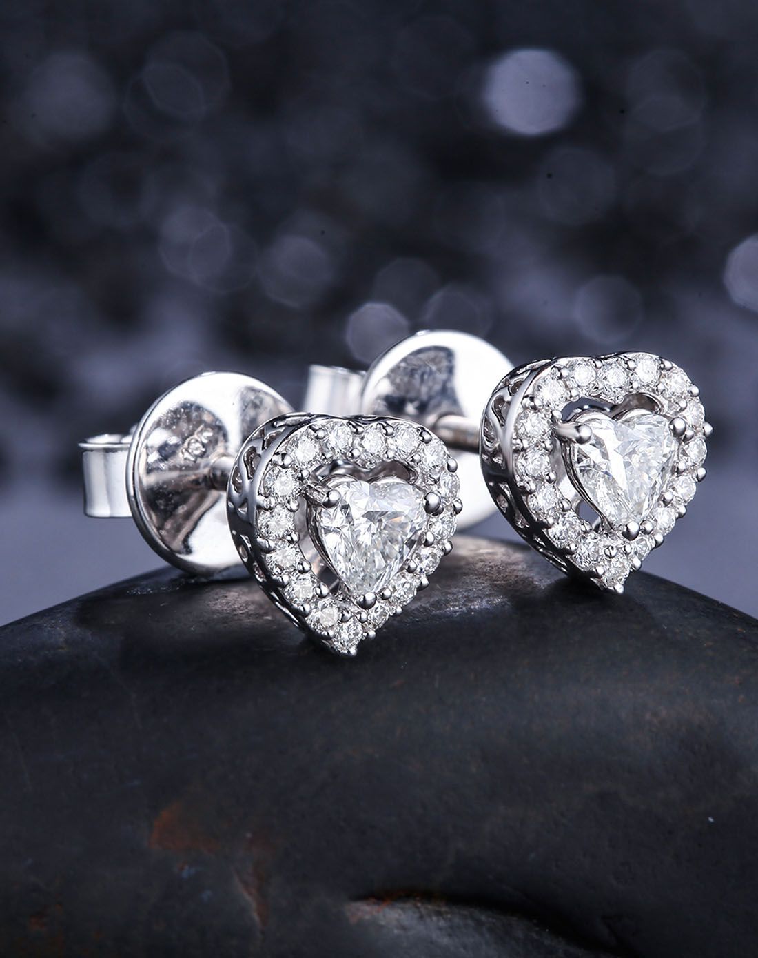 喜钻珠宝专场白18k金0.69ct心形钻石耳钉sme9134_唯品会