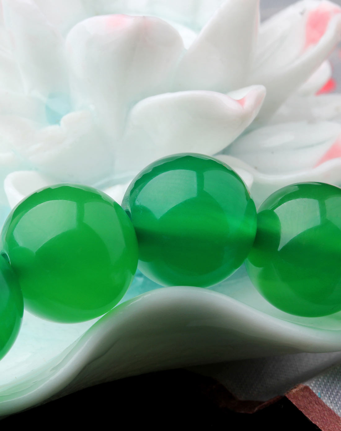 一生一石 翠微诗意天然绿玛瑙圆珠手链