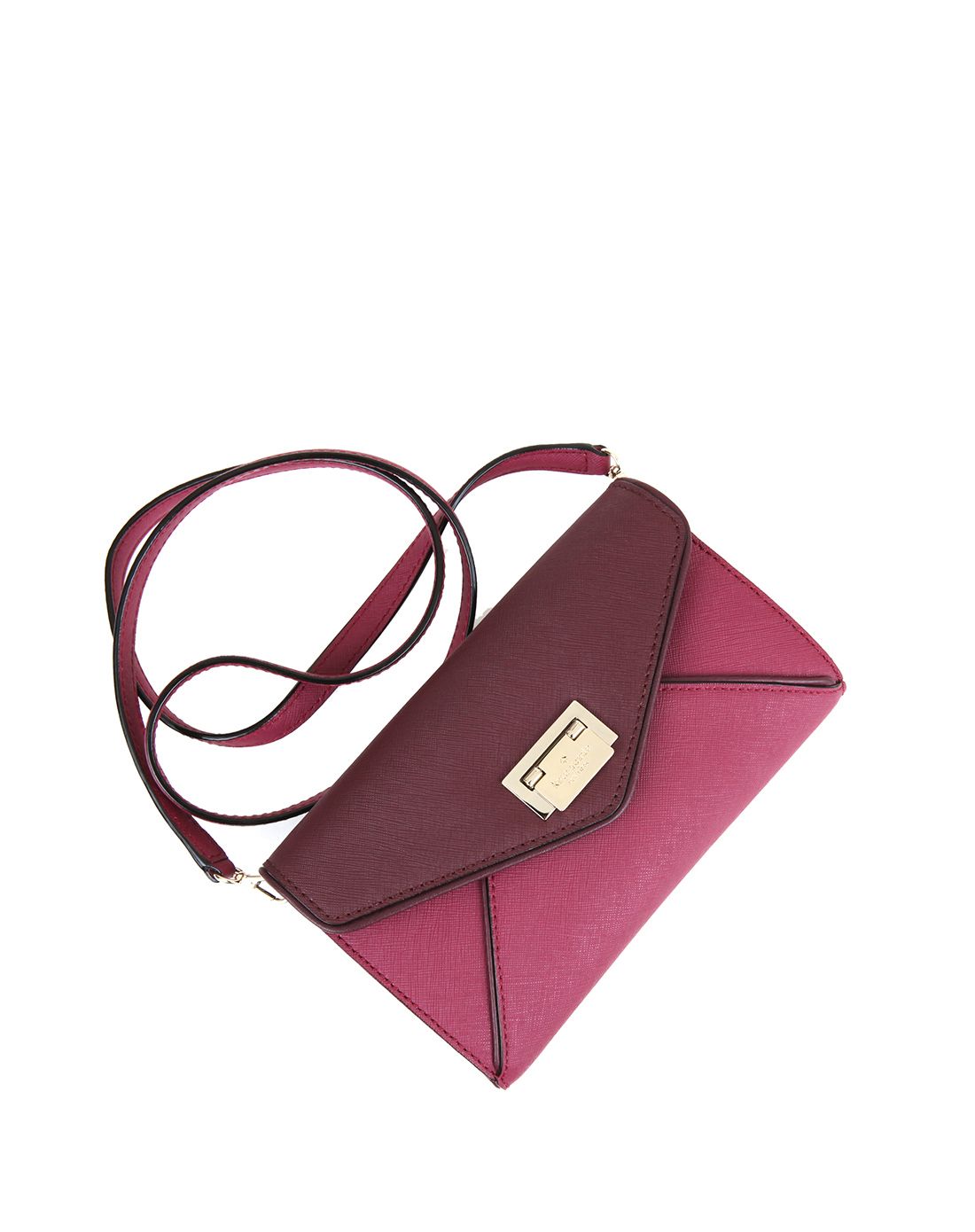 kate spade女士酒红色小信封包