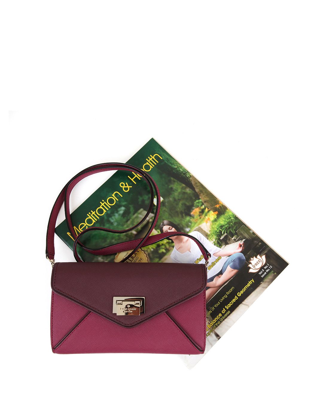 kate spade女士酒红色小信封包