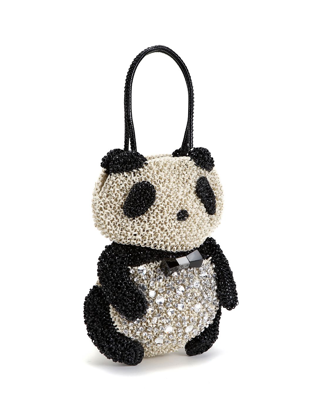 anteprima antperima wirebag女款黑/米白色镶钻熊猫造型经典编织手提