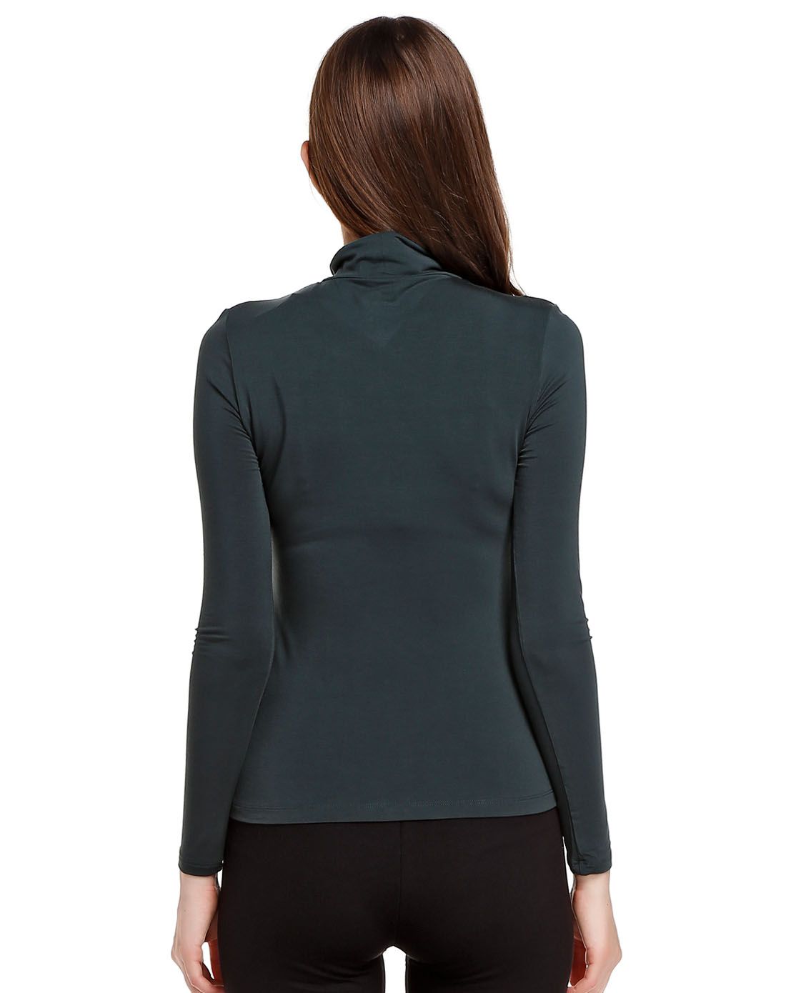 女藏绿领口刺绣花边极尚衫