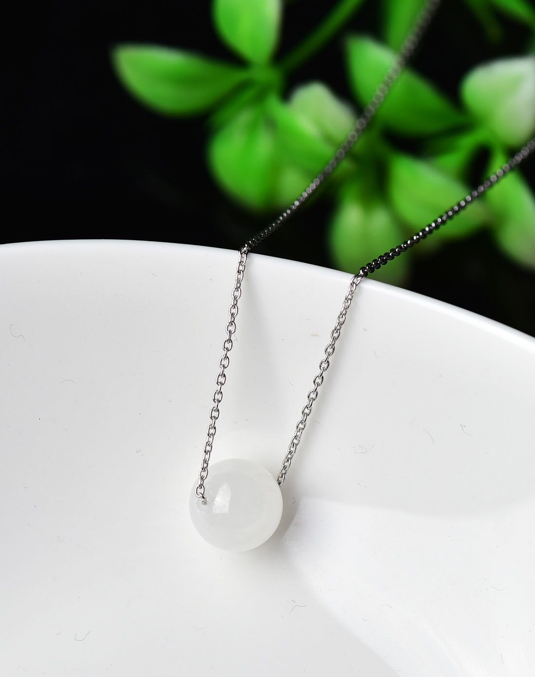 冰雪俏佳人s925银串和田白玉项链