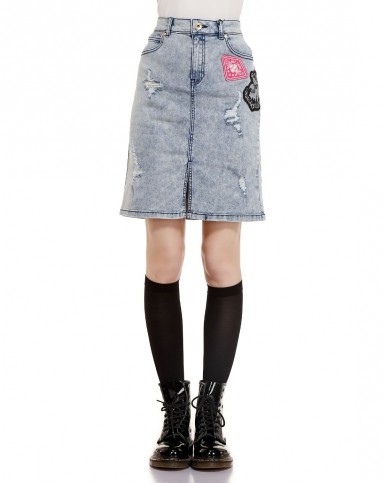 衣恋旗下plory男女装女款浅蓝色潮流时尚包臀短裙powh511q0450_唯品会