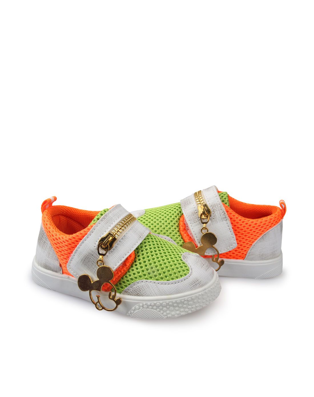 1-3岁绿色可爱米老鼠魔术贴软底学步鞋