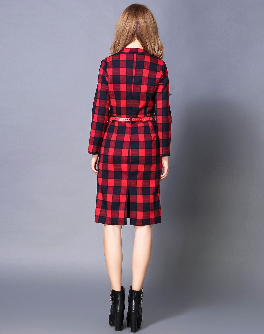 女款青红色连衣裙