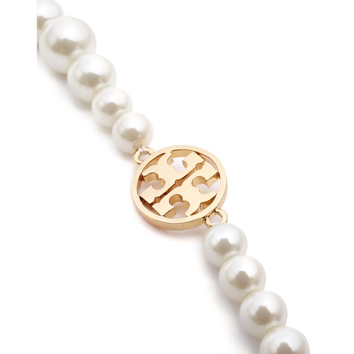 tory burch女款logo拼接珍珠层次缠绕项链