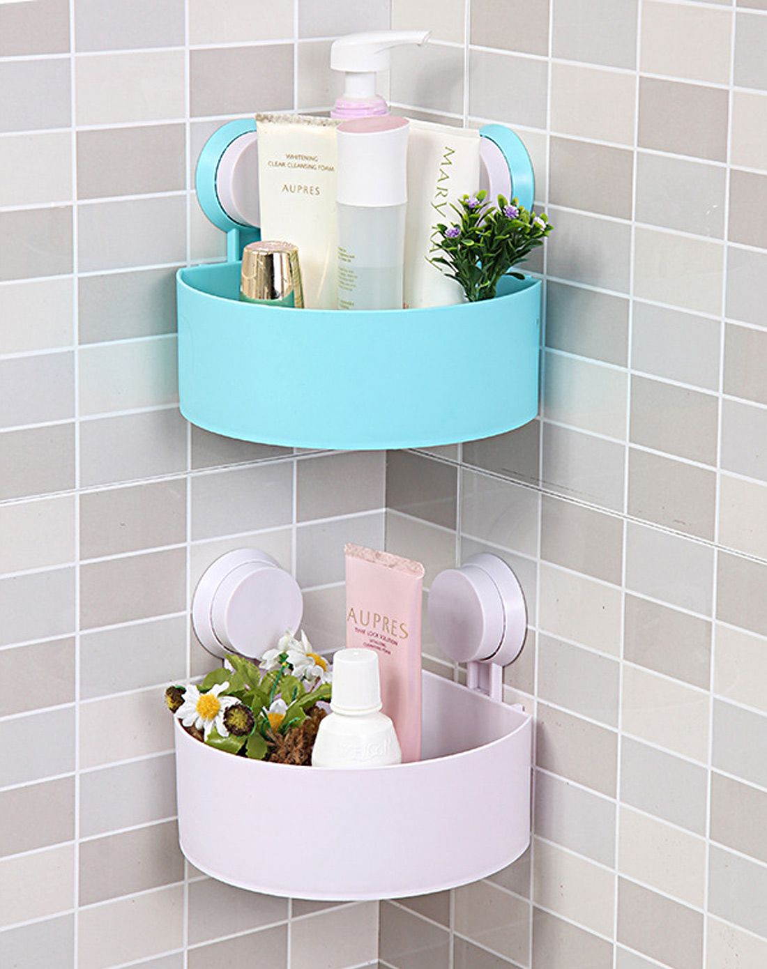 吸盘式多功能浴室三角置物架