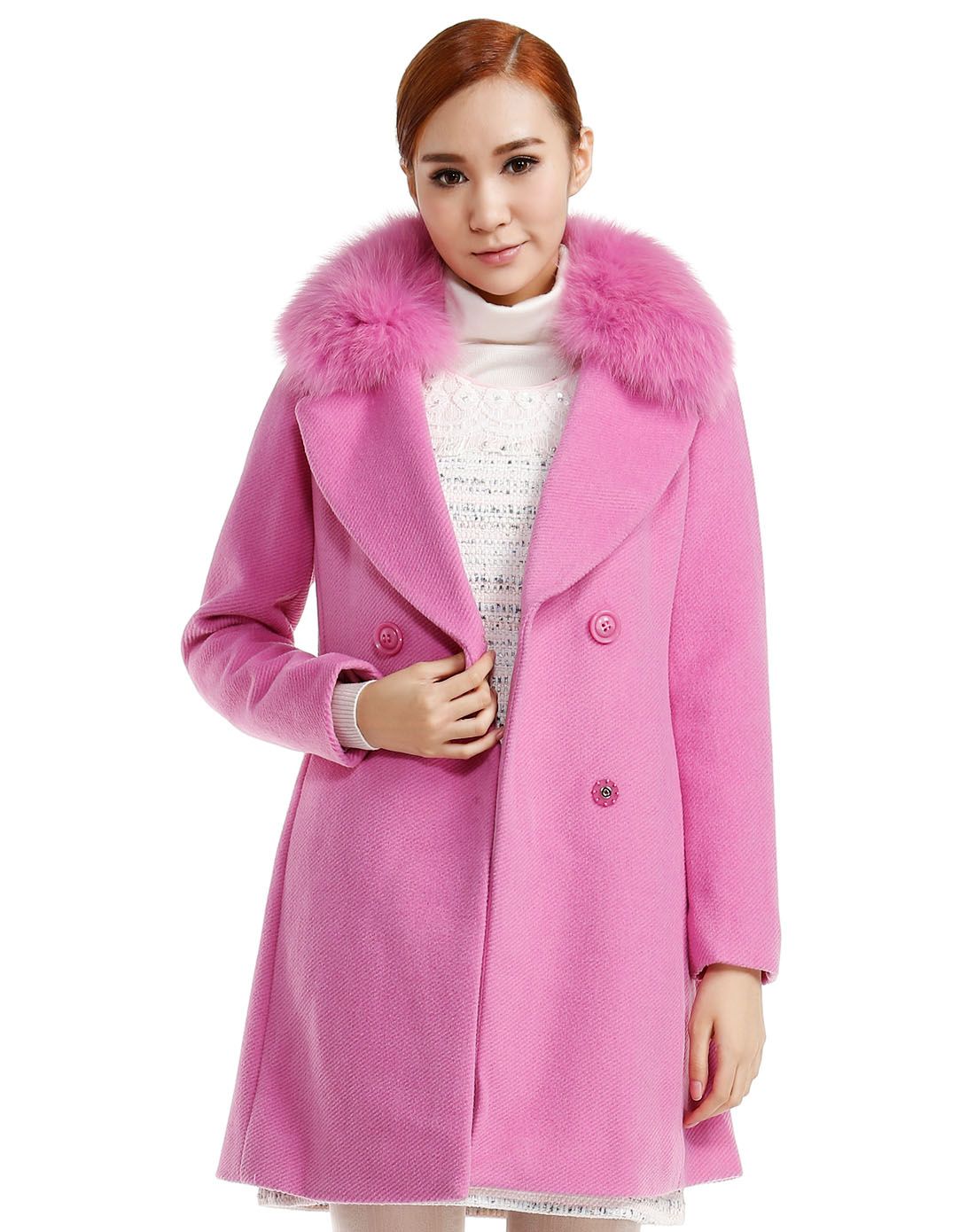 粉桃红色时尚魅力大衣