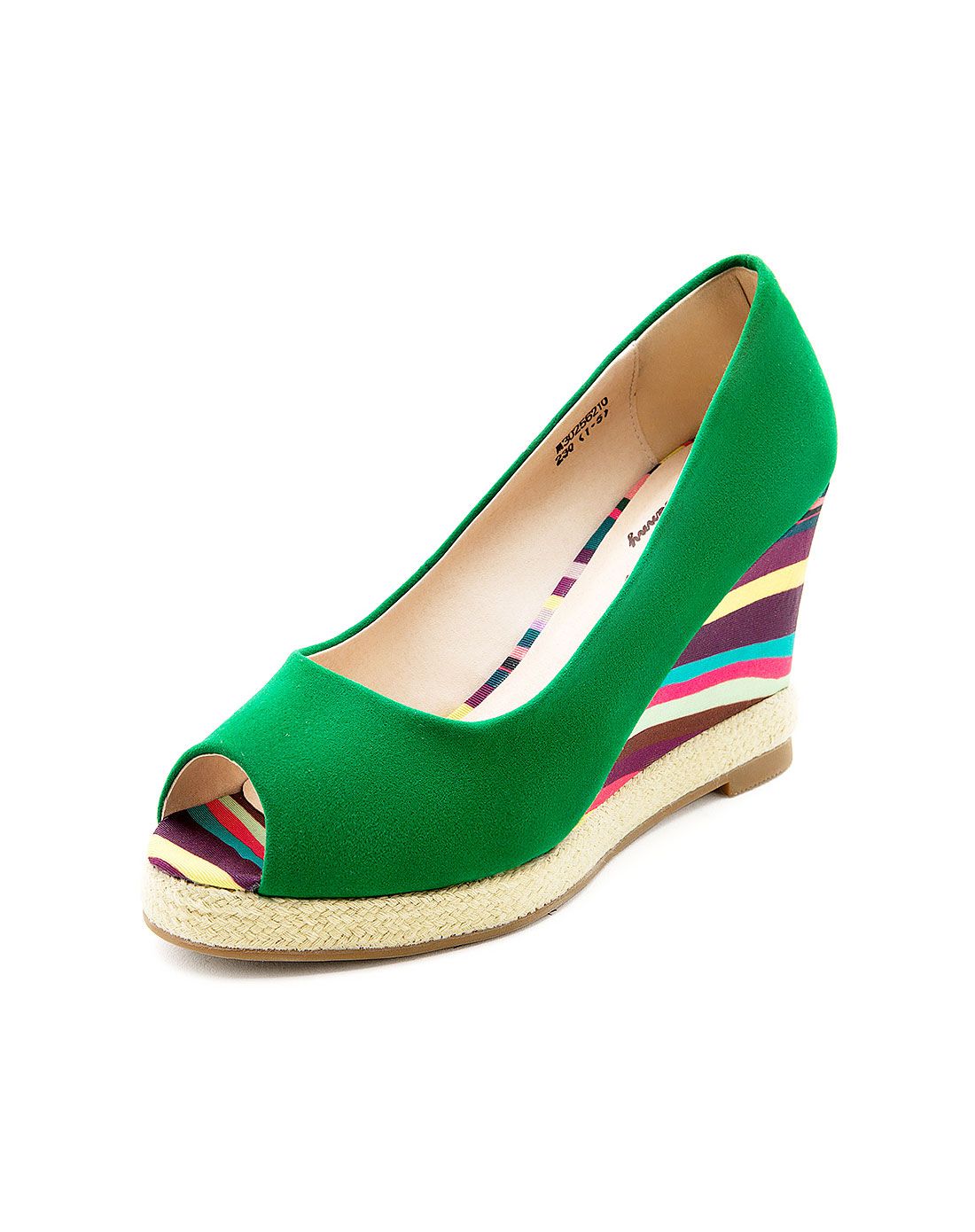 绿色高跟鱼嘴坡跟防水台单鞋