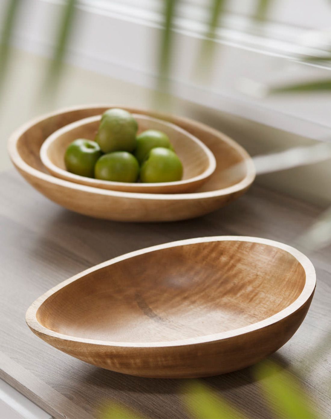 泰国进口 纯芒果木手工制作自然色种子壳托盘(中) 纹理清晰