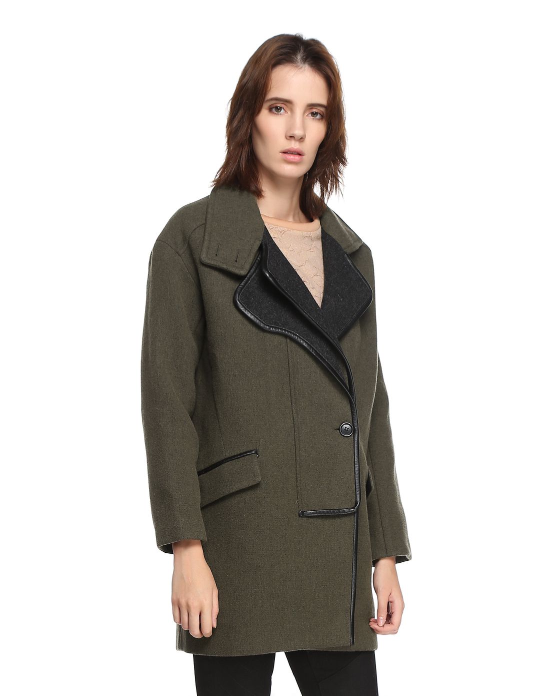 绿卡其色斯文百搭外套