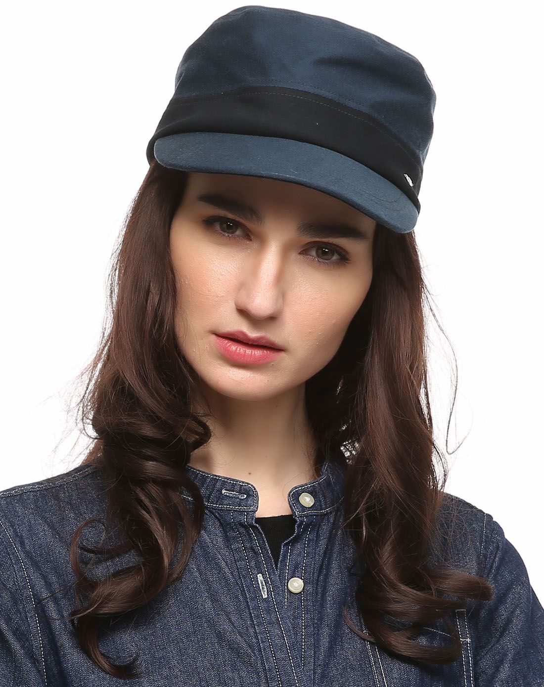 专柜同款15秋冬全棉蓝绿色邮差帽