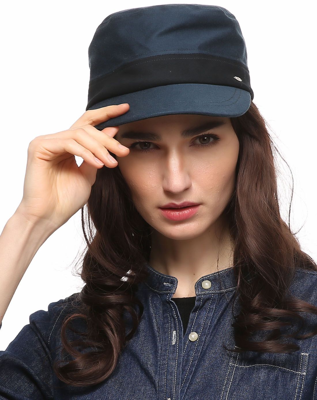 elle围巾专场专柜同款15秋冬全棉蓝绿色邮差帽15wep-11-303-59_唯品会