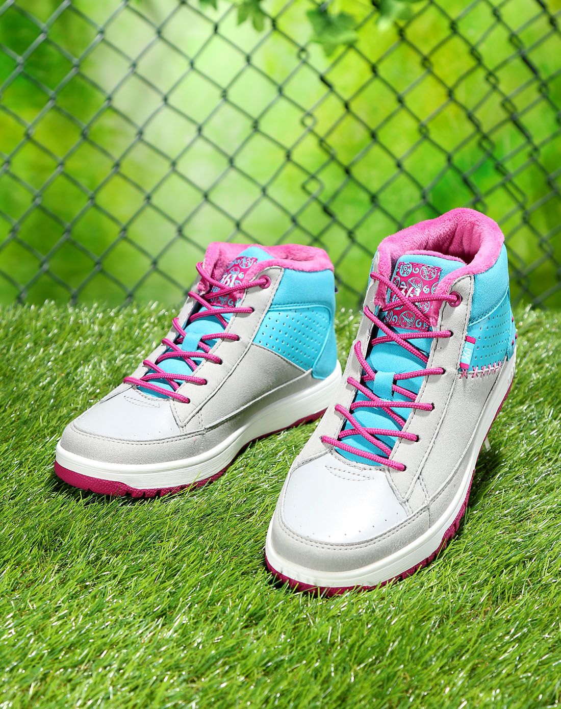 防滑透气 女款浅灰配浅绿色板鞋