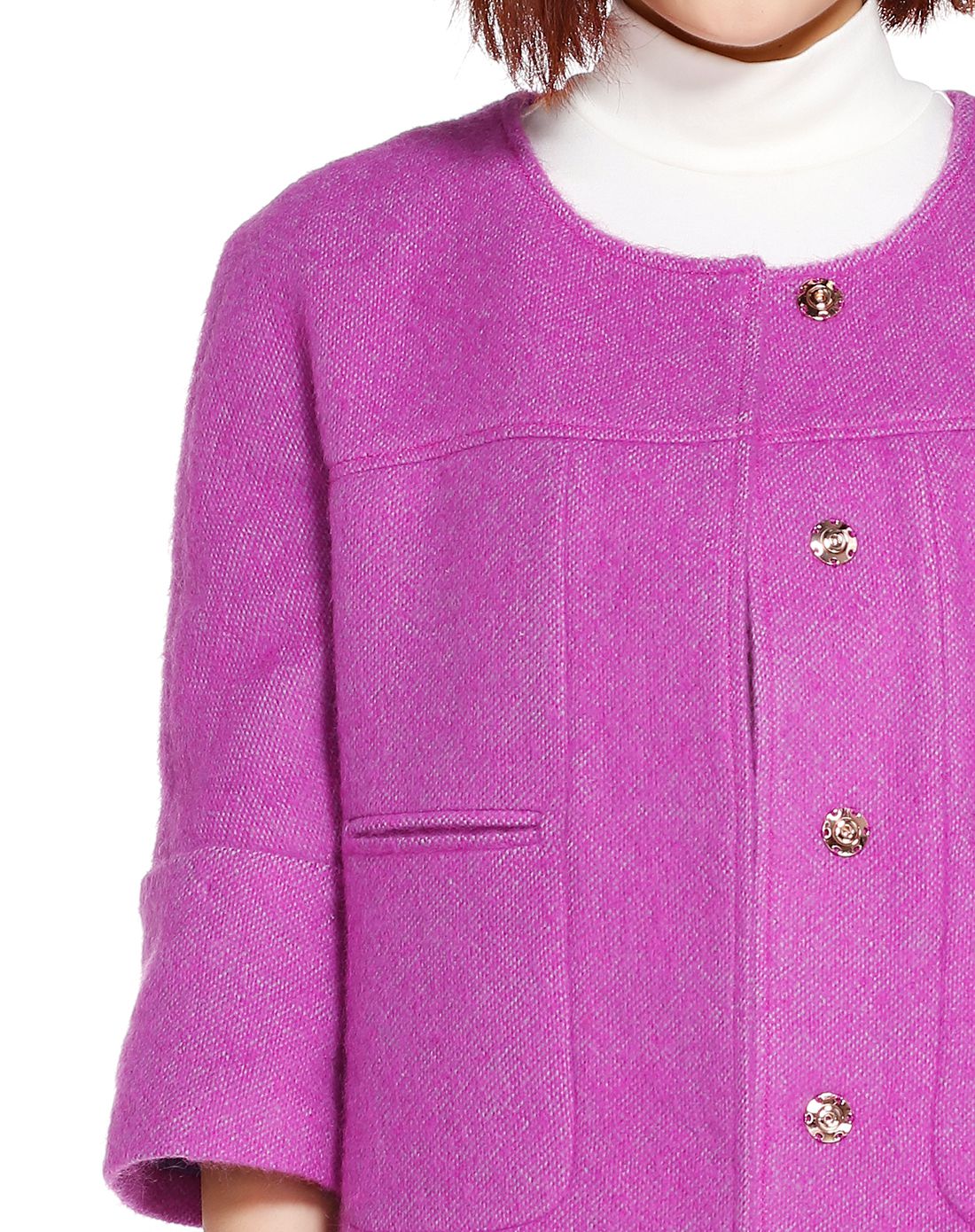 浅紫红色淑女百搭中长款外套