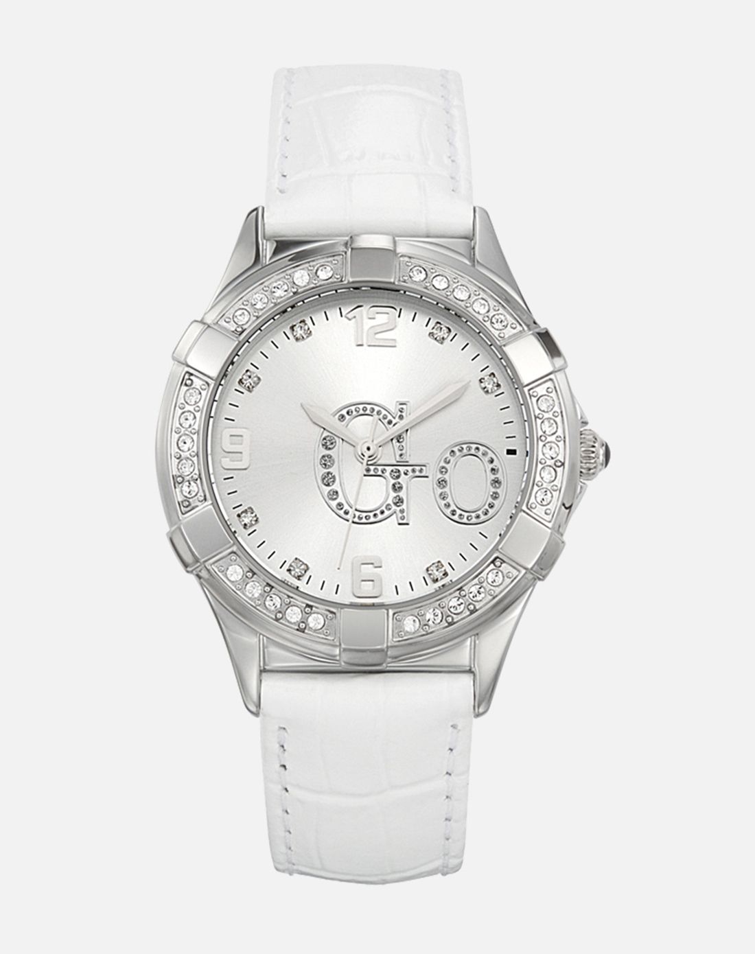 镶钻logo白色表带石英女表697256
