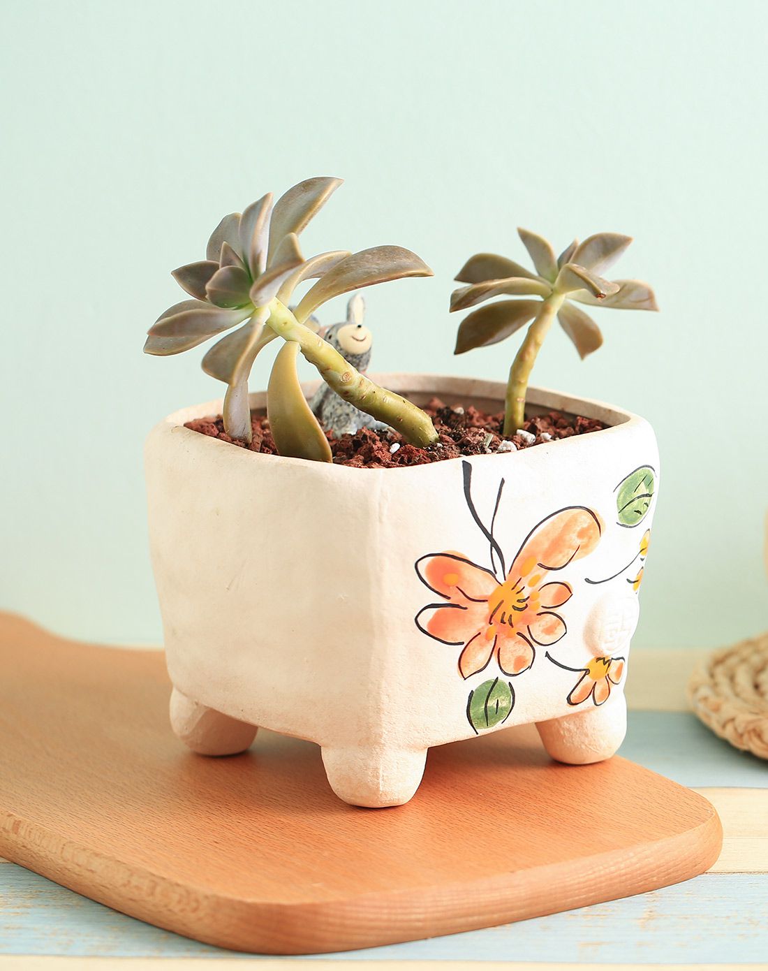 大号手绘彩陶花盆(多色可选)