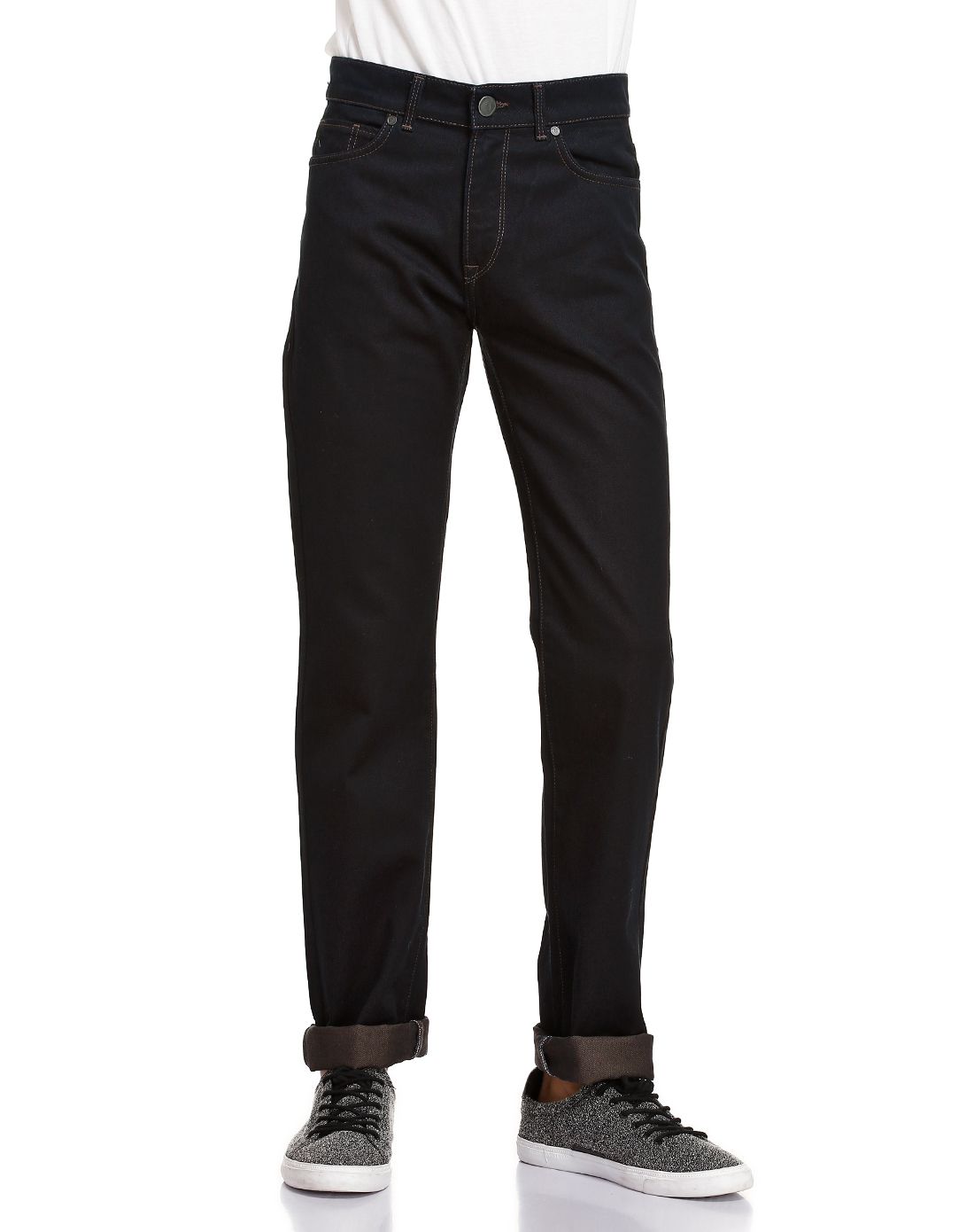 tru trussardi男款黑色水洗纯棉牛仔裤