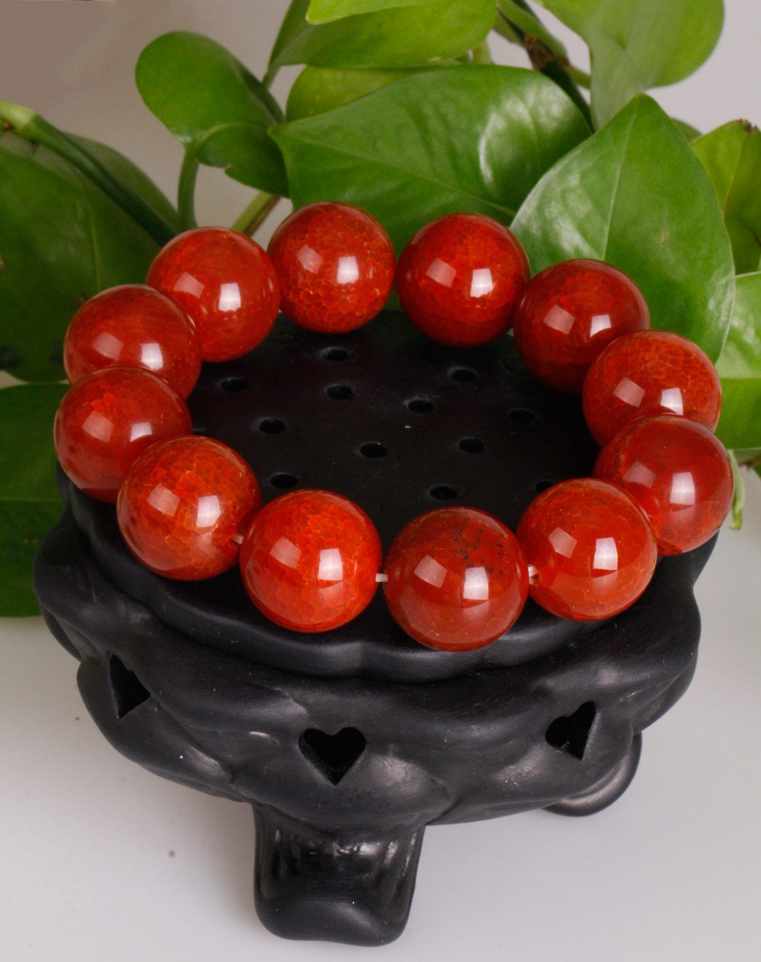 中性天然冰花玛瑙手串附证书