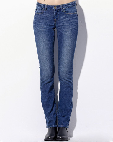 407裤型深蓝色直筒小脚低腰牛仔长裤