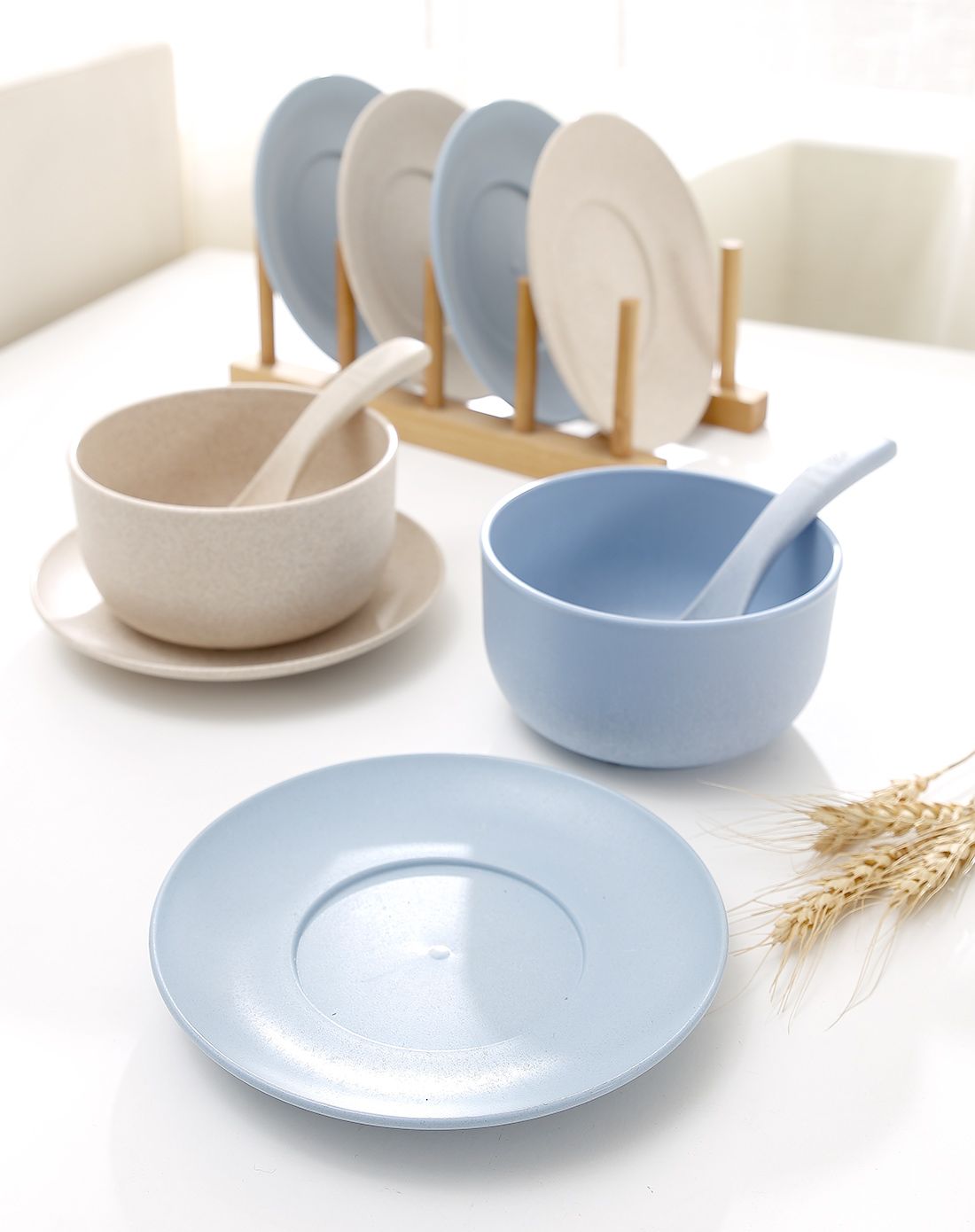 jm家居用品专场创意小麦家用环保菜盘套装(4入-多色可选)jm-6367_唯品