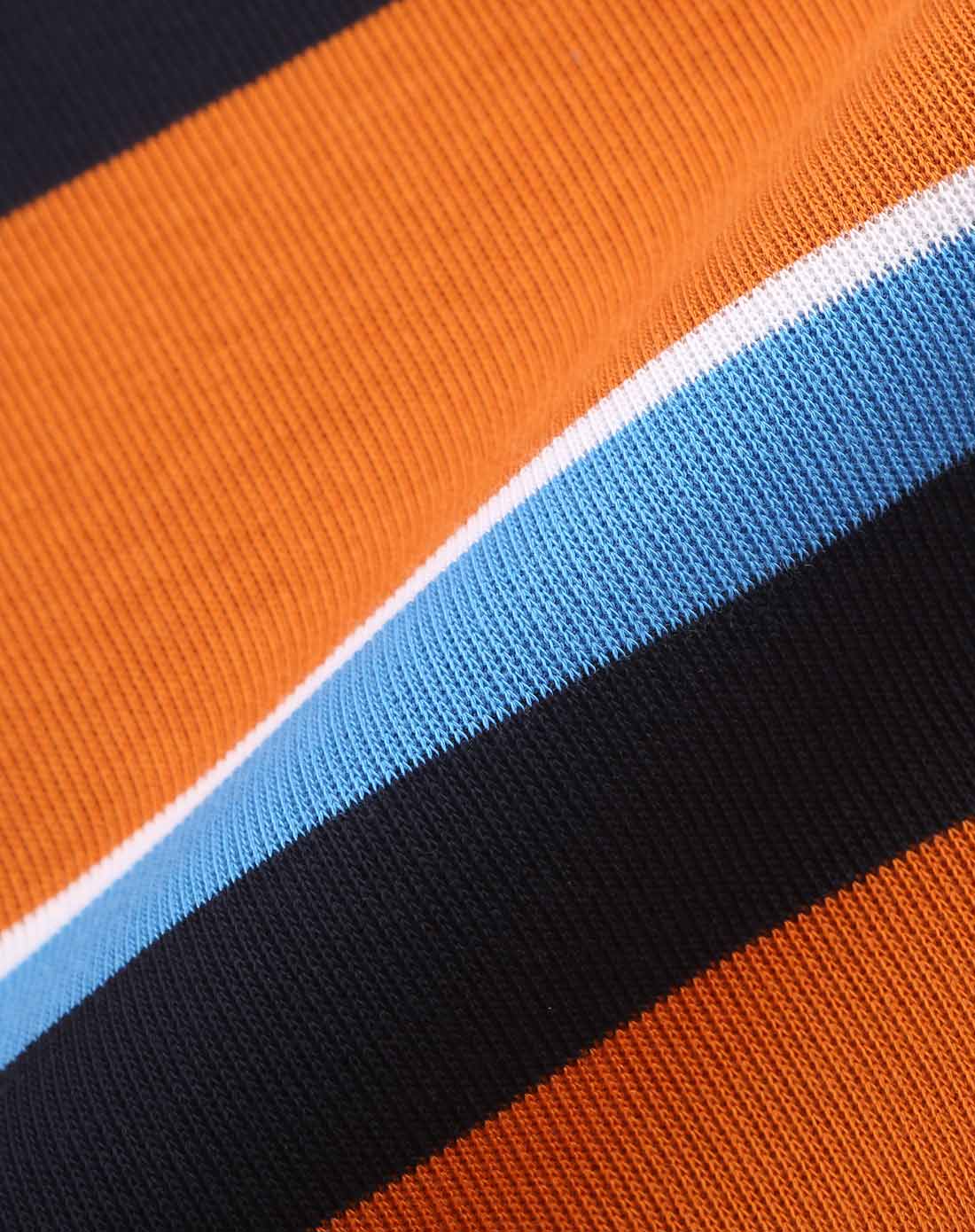 橙蓝色全棉时尚条纹保暖舒适长袖针织t恤