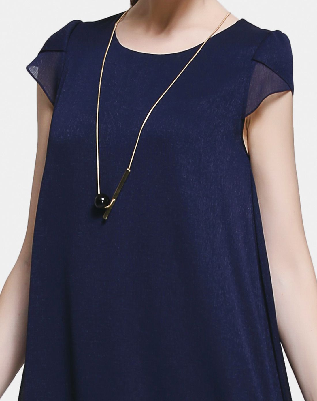 水墨蓝低调肌理闪光轻盈连衣裙