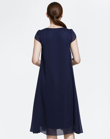 水墨蓝低调肌理闪光轻盈连衣裙