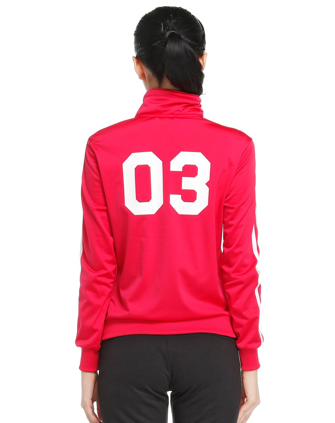 adidas服装断码特惠专场时尚运动 女款红配白色长袖外套ab3745