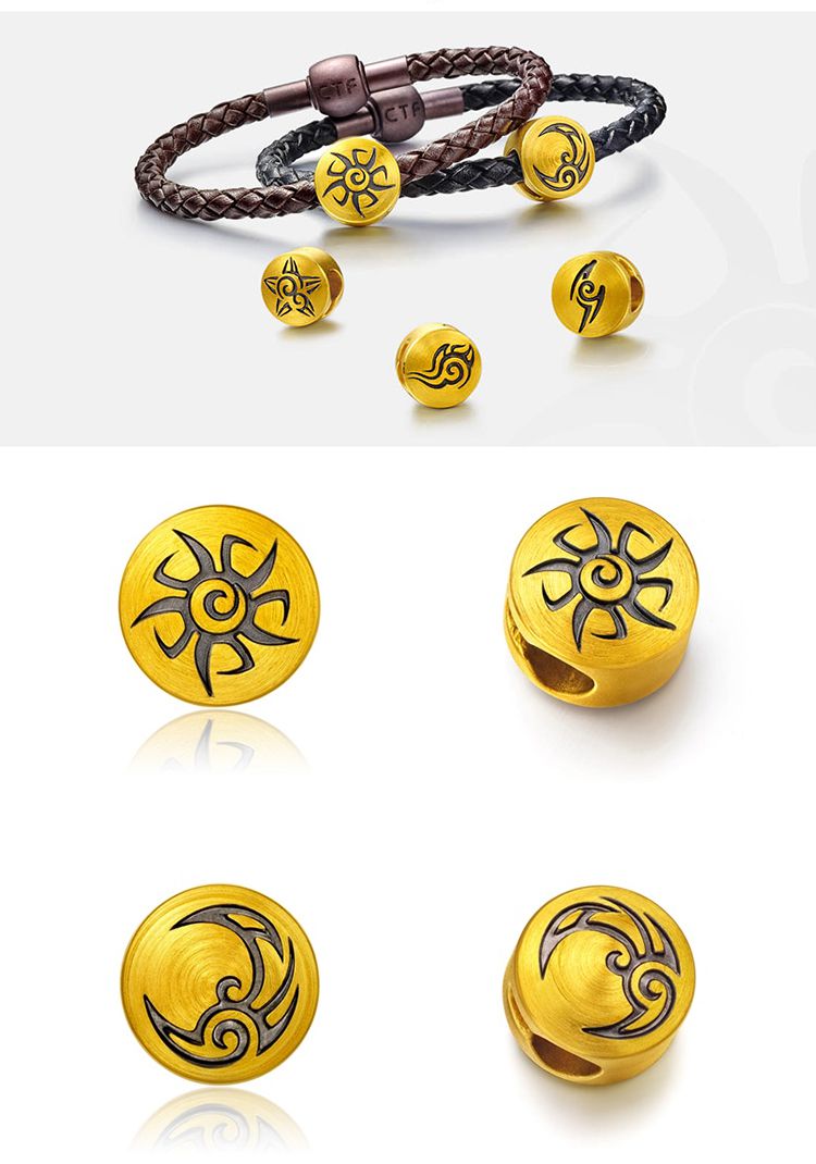 周大福 星图腾黄金转运珠吊坠(赠皮手绳)