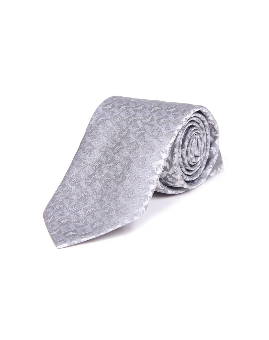 emporio armani男士银白色格纹桑蚕丝领带