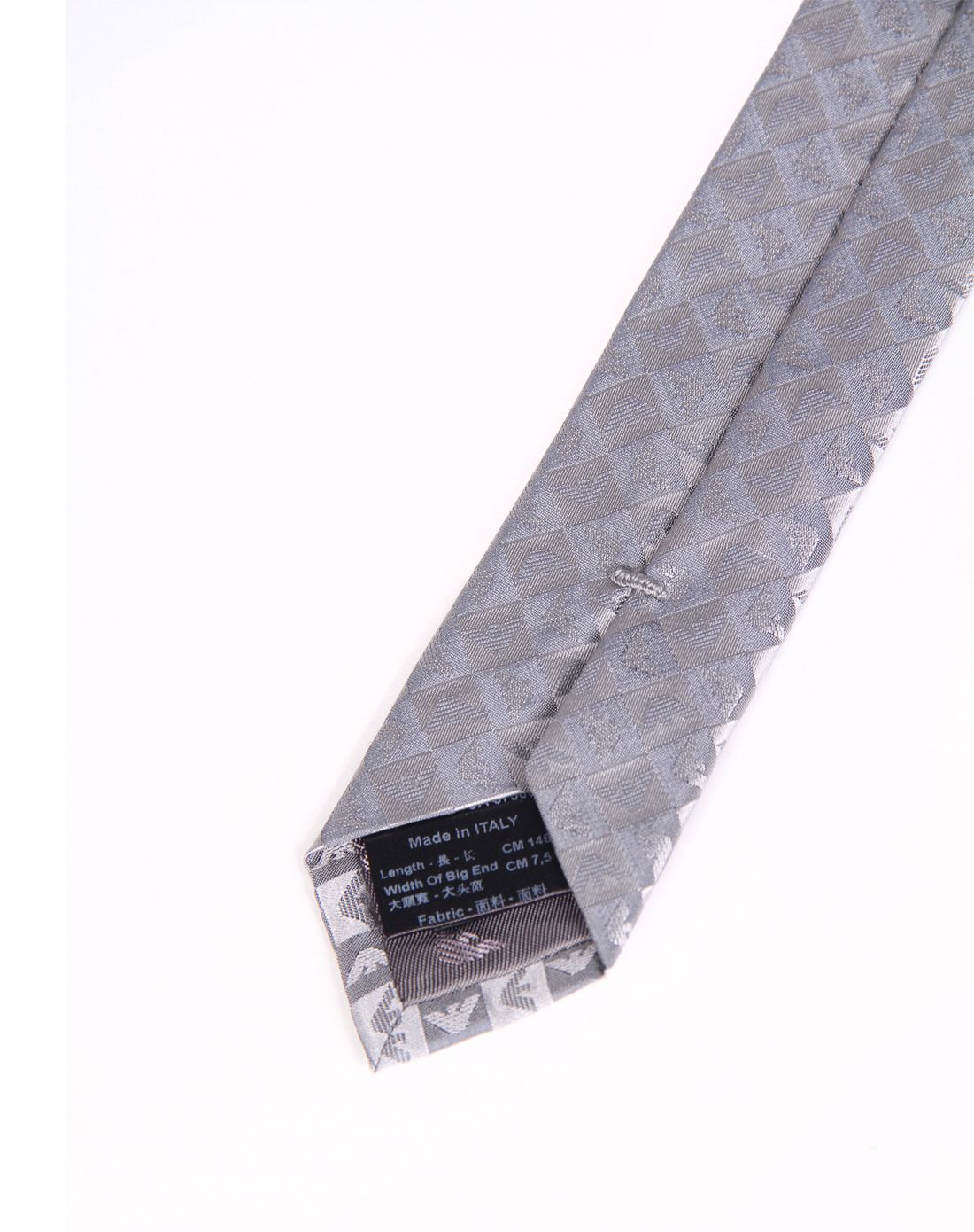 emporio armani男士银白色格纹桑蚕丝领带
