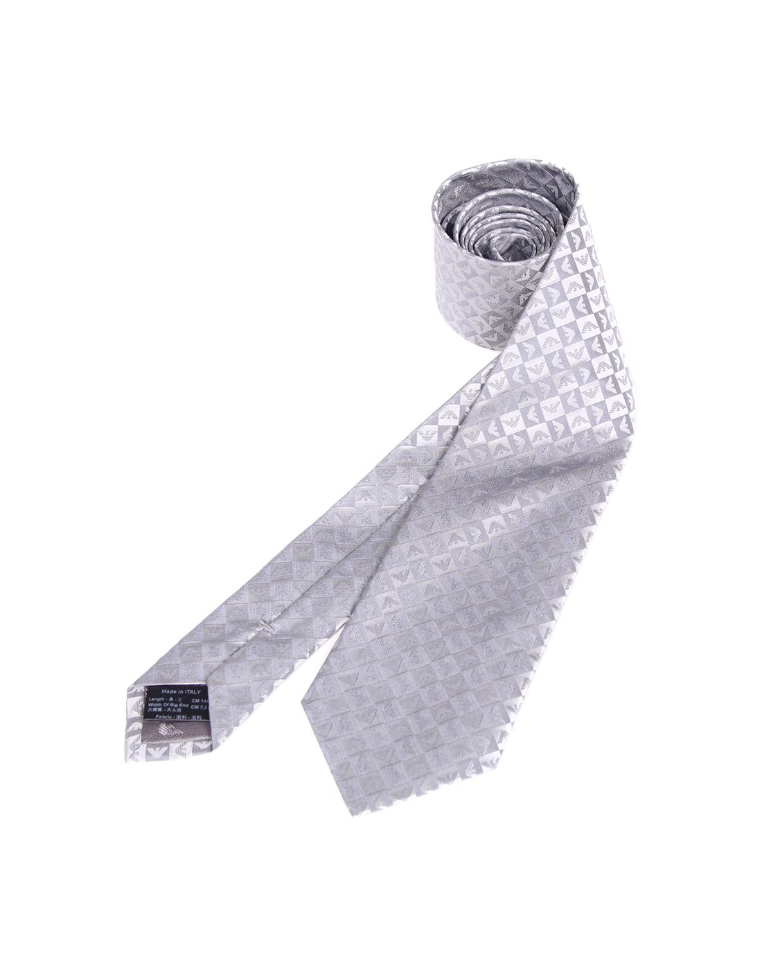 emporio armani男士银白色格纹桑蚕丝领带