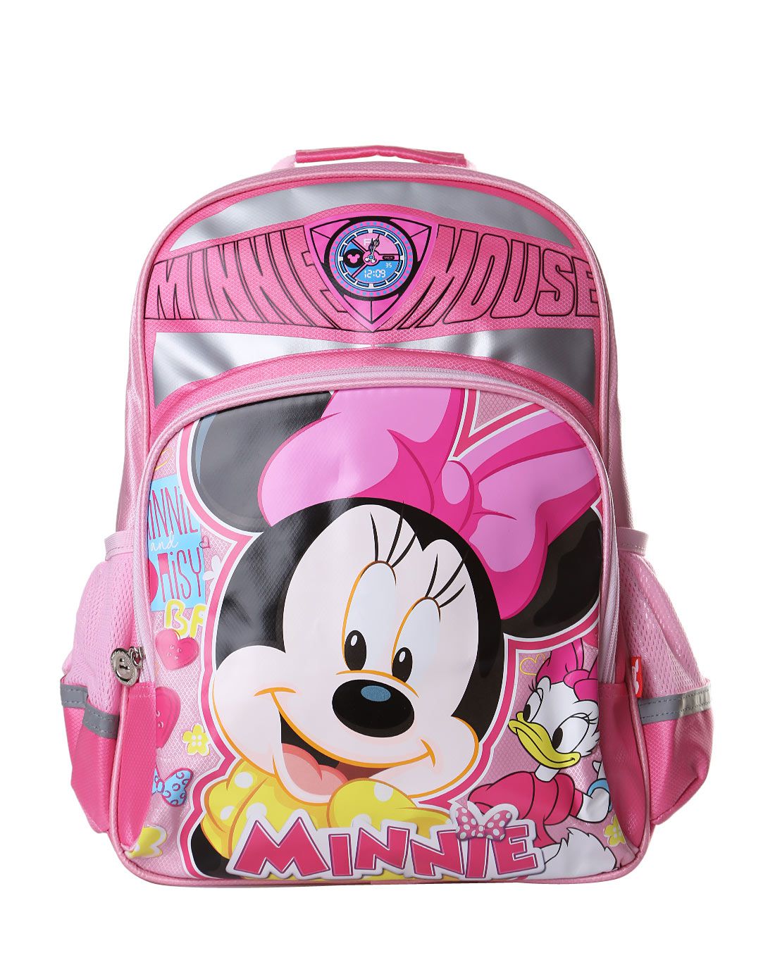 迪士尼disney玫红色女童学生书包
