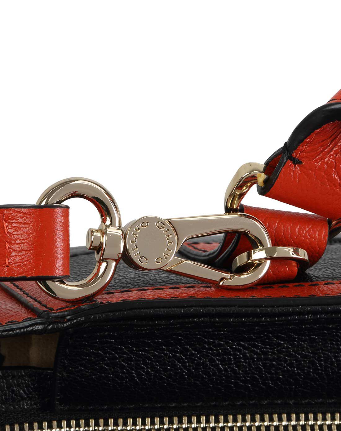 嘉里奥gillivo包包专场 黑/橙牛皮革手提包/肩包