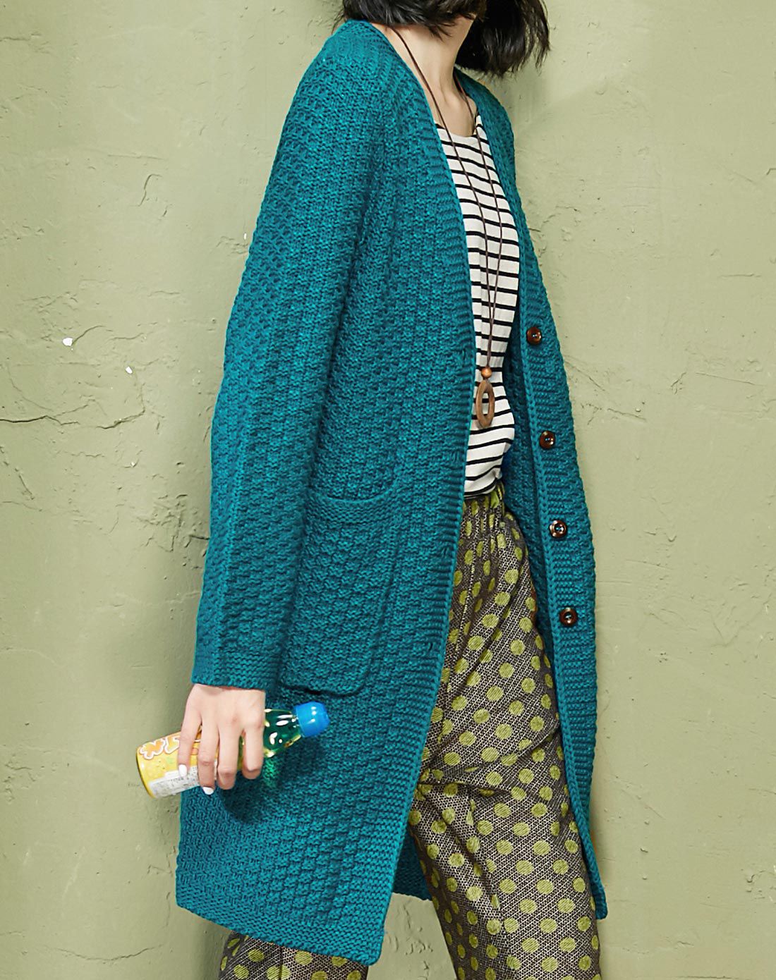 纷纷 文艺玉米针开衫毛衣