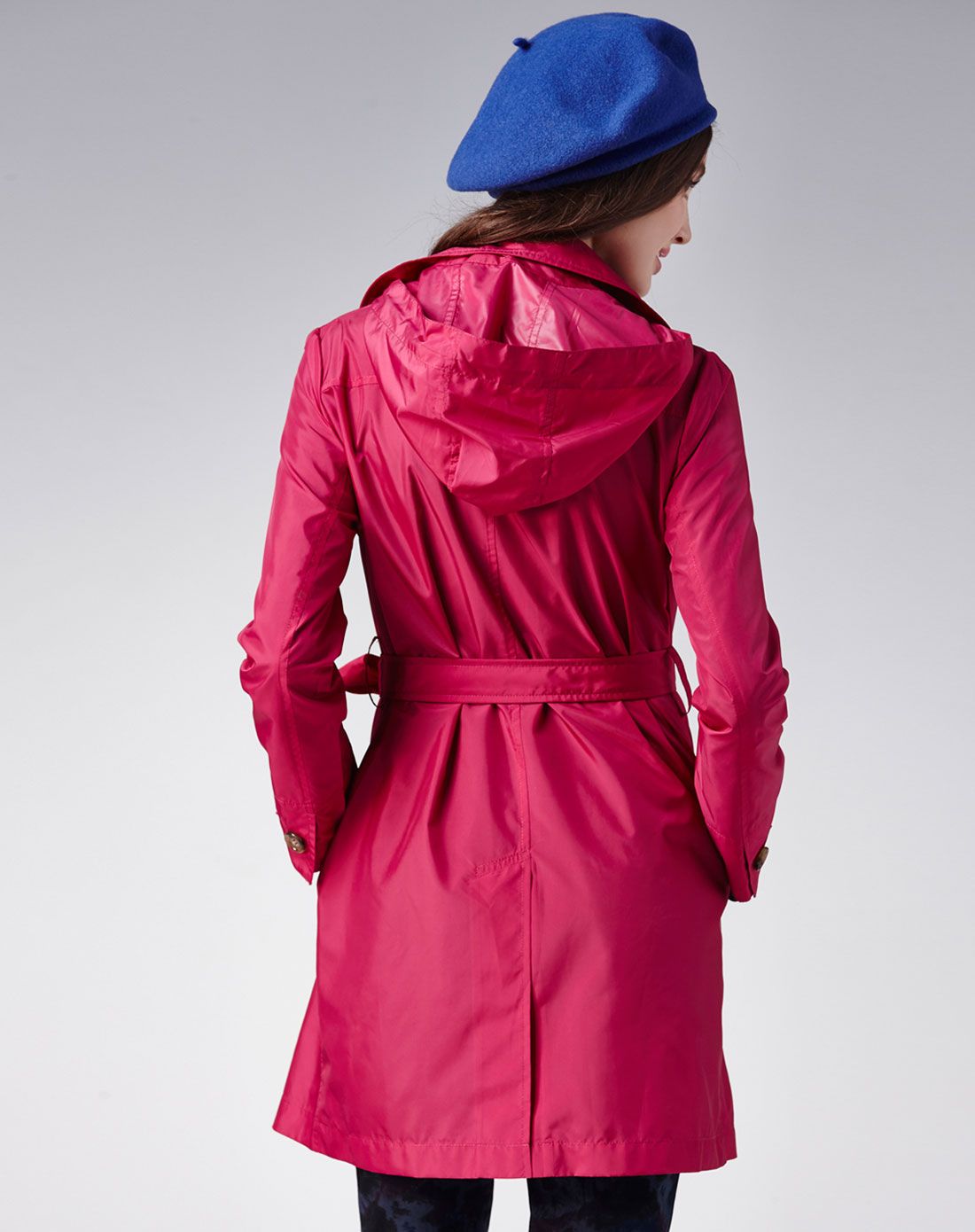 [justjsmiss]深桃红色淑女百搭长袖风衣