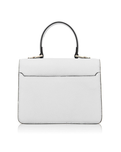 女白色进口牛皮特柔单肩手提包
