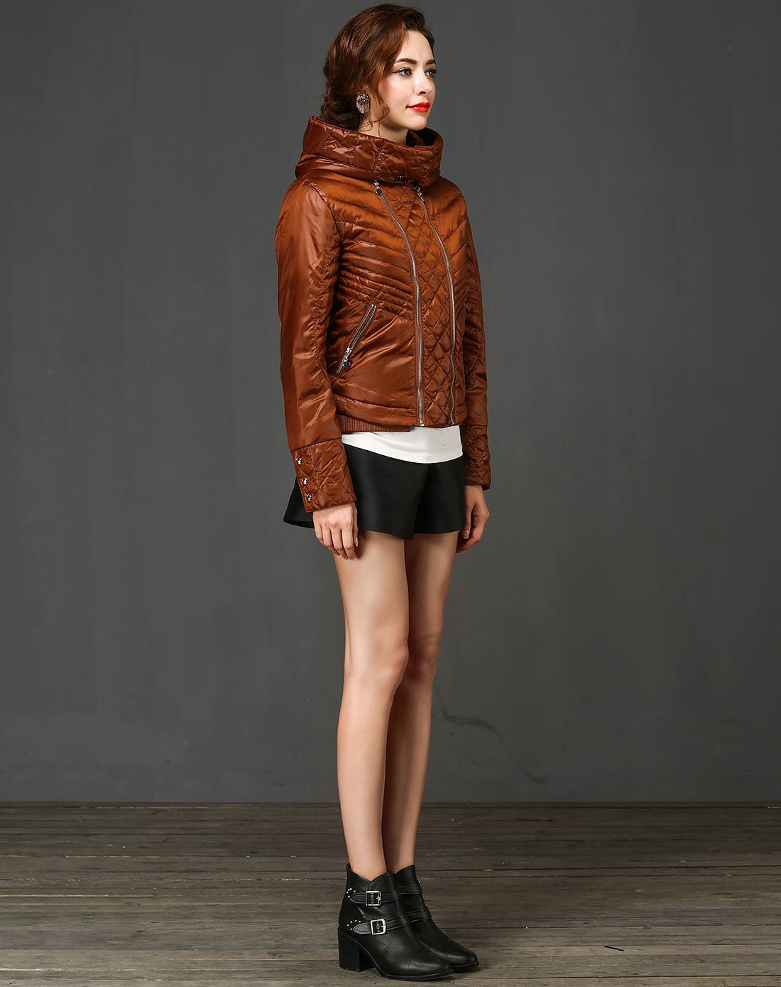 爱美斯赤褐色女式羽绒服a11501046_唯品会