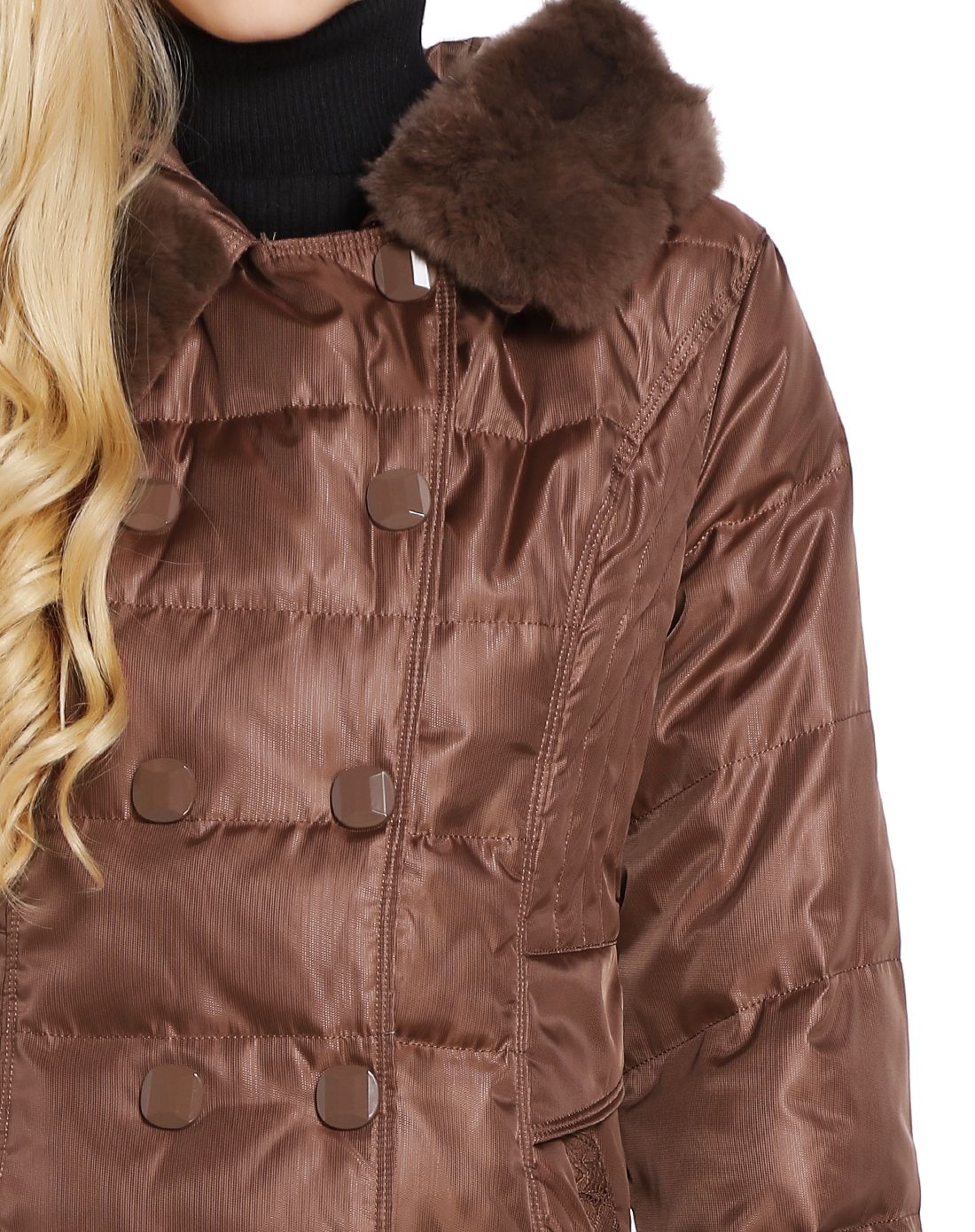 深藕色时尚修身羽绒服