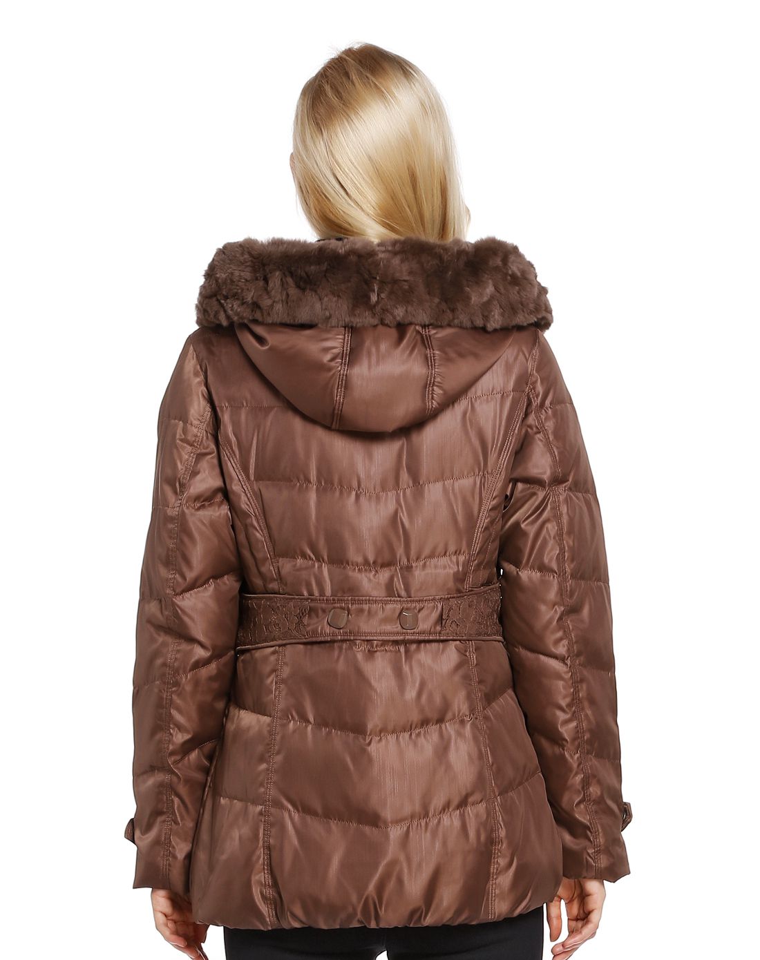 深藕色时尚修身羽绒服