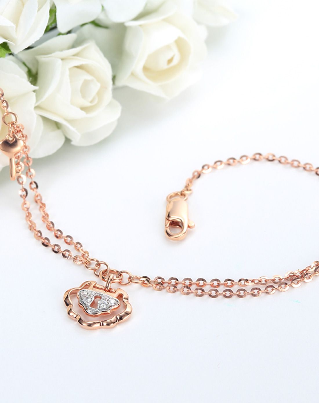 谢瑞麟 18k金钻石富贵长命时尚手链