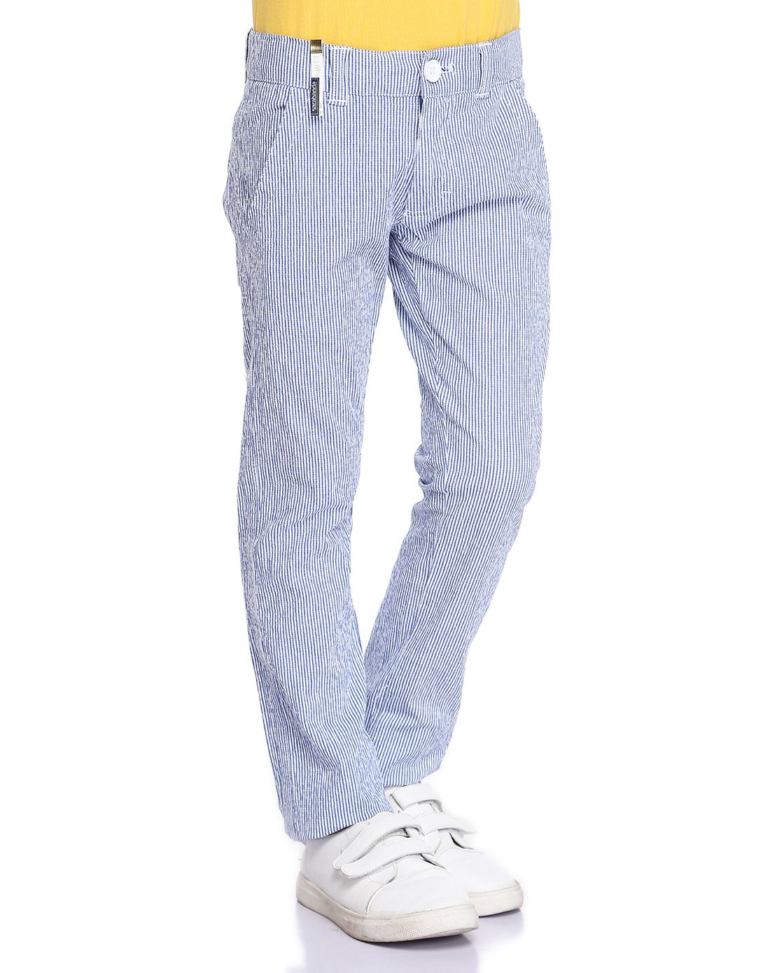 男童浅宝蓝色正装长裤