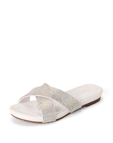 哈森harson集团品牌女鞋卡文女款白色羊皮绒面革凉拖cm59403-012_唯品