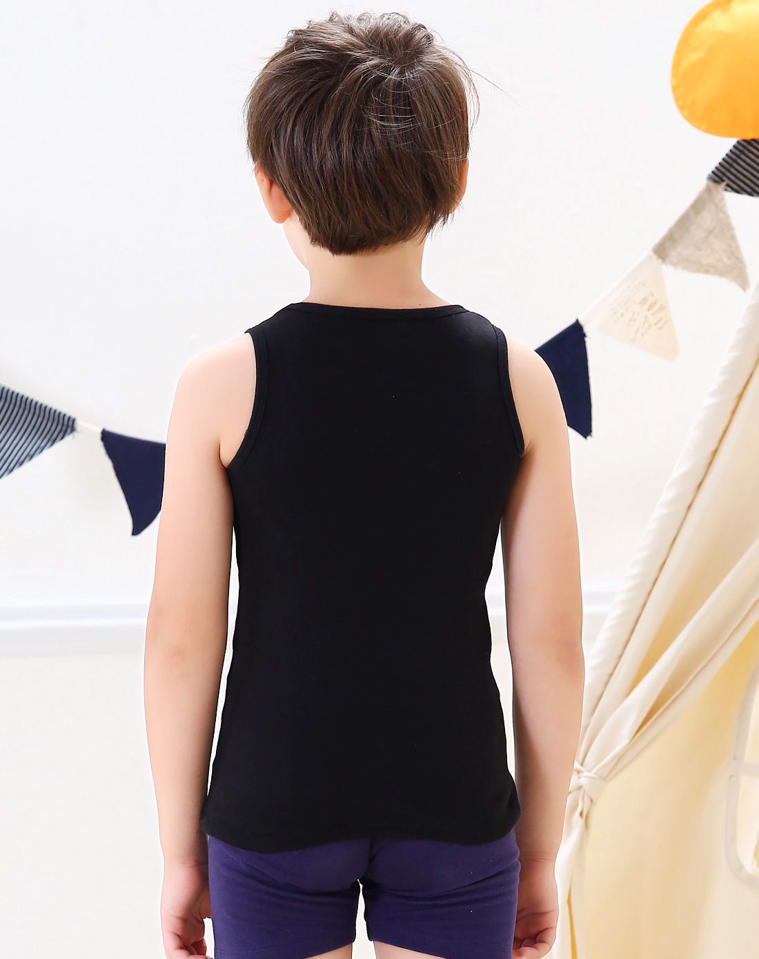 红豆居家儿童居家内衣专场红豆居家男女童黑色纯棉背心n6j3400cxihs10