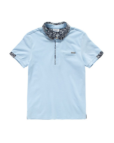 男童冰蓝色简约休闲短袖polo衫