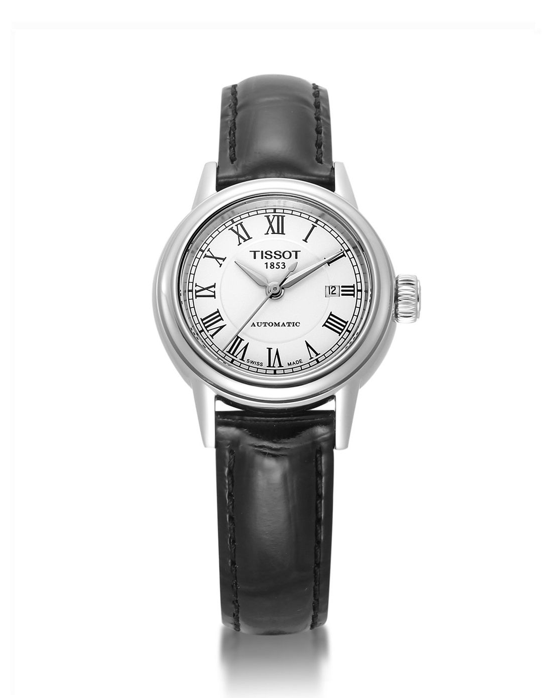 天梭tissot 卡森系列白色自动机械女表t085.207.16.013.00